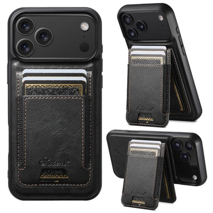 Suteni H17 Oil Eax Leather MagSafe Detachable Wallet Phone Case, For iPhone 17 Pro, For iPhone 17, For iPhone Air, For iPhone 16 Pro Max