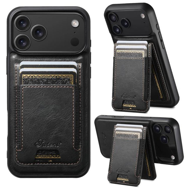 Suteni H17 Oil Eax Leather MagSafe Detachable Wallet Phone Case, For iPhone 17 Pro, For iPhone 17, For iPhone Air, For iPhone 16 Pro Max