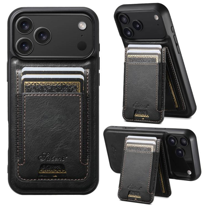 Suteni H17 Oil Eax Leather MagSafe Detachable Wallet Phone Case, For iPhone 17 Pro, For iPhone 17, For iPhone Air, For iPhone 16 Pro Max