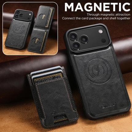 Suteni H17 Oil Eax Leather MagSafe Detachable Wallet Phone Case, For iPhone 17 Pro, For iPhone 17, For iPhone Air, For iPhone 16 Pro Max