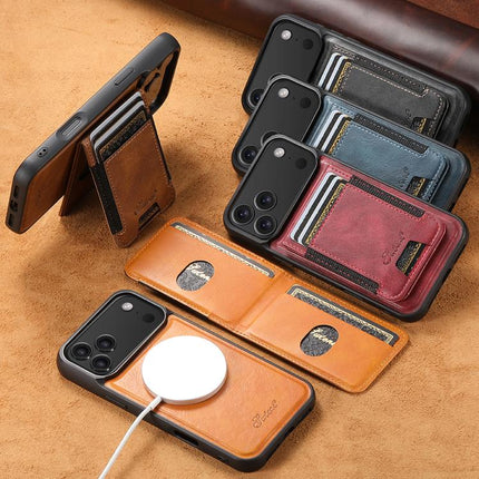 Suteni H17 Oil Eax Leather MagSafe Detachable Wallet Phone Case, For iPhone 14, For iPhone 14 Pro, For iPhone 14 Pro Max, For iPhone 13 Pro Max