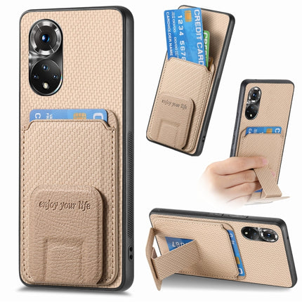 Carbon Fiber Card Bag Fold Stand Phone Case, For Honor 50, For Honor 50 SE, For Honor X50i / 90 Lite, For Honor X30/X9 5G/Magic4 Lite