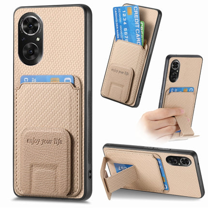 Carbon Fiber Card Bag Fold Stand Phone Case, For Honor 50, For Honor 50 SE, For Honor X50i / 90 Lite, For Honor X30/X9 5G/Magic4 Lite