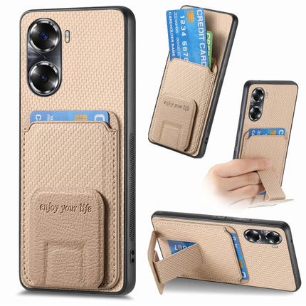 Carbon Fiber Card Bag Fold Stand Phone Case, For Honor Magic4 Pro, For Honor Magic4 5G, For Honor 60 Pro, For Honor 60