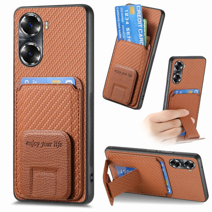 Carbon Fiber Card Bag Fold Stand Phone Case, For Honor Magic4 Pro, For Honor Magic4 5G, For Honor 60 Pro, For Honor 60