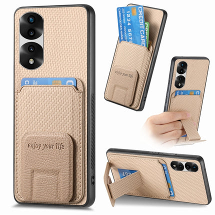 Carbon Fiber Card Bag Fold Stand Phone Case, For Honor X40, For Honor X8 5G, For Honor 70 Pro, For Honor 70