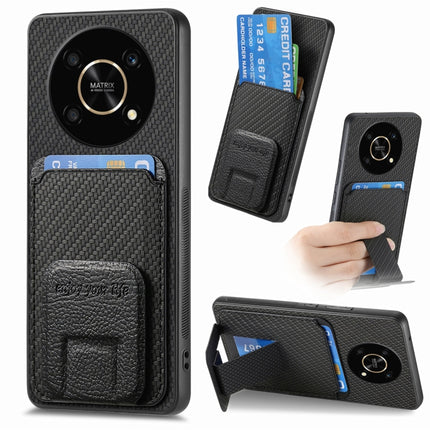 Carbon Fiber Card Bag Fold Stand Phone Case, For Honor Magic4 Pro, For Honor Magic4 5G, For Honor 60 Pro, For Honor 60