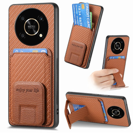 Carbon Fiber Card Bag Fold Stand Phone Case, For Honor Magic4 Pro, For Honor Magic4 5G, For Honor 60 Pro, For Honor 60