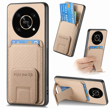 Carbon Fiber Card Bag Fold Stand Phone Case, For Honor Magic4 Pro, For Honor Magic4 5G, For Honor 60 Pro, For Honor 60