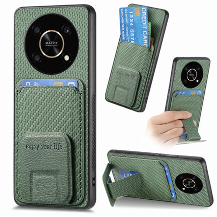 Carbon Fiber Card Bag Fold Stand Phone Case, For Honor Magic4 Pro, For Honor Magic4 5G, For Honor 60 Pro, For Honor 60