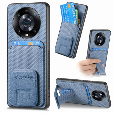 Carbon Fiber Card Bag Fold Stand Phone Case, For Honor Magic4 Pro, For Honor Magic4 5G, For Honor 60 Pro, For Honor 60