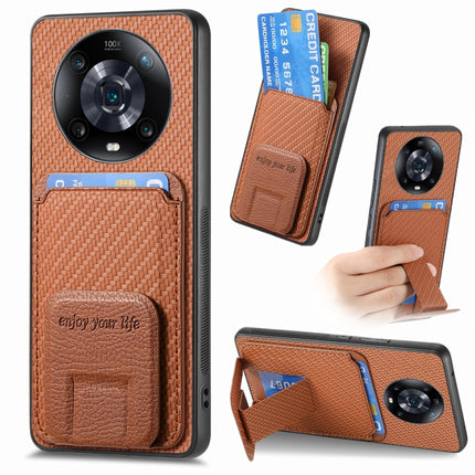 Carbon Fiber Card Bag Fold Stand Phone Case, For Honor Magic4 Pro, For Honor Magic4 5G, For Honor 60 Pro, For Honor 60