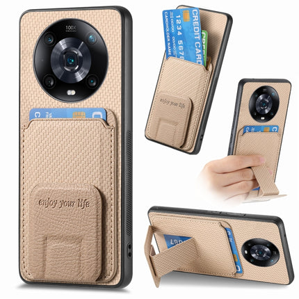 Carbon Fiber Card Bag Fold Stand Phone Case, For Honor Magic4 Pro, For Honor Magic4 5G, For Honor 60 Pro, For Honor 60