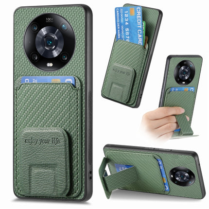 Carbon Fiber Card Bag Fold Stand Phone Case, For Honor Magic4 Pro, For Honor Magic4 5G, For Honor 60 Pro, For Honor 60