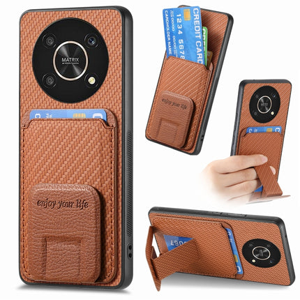 Carbon Fiber Card Bag Fold Stand Phone Case, For Honor 50, For Honor 50 SE, For Honor X50i / 90 Lite, For Honor X30/X9 5G/Magic4 Lite