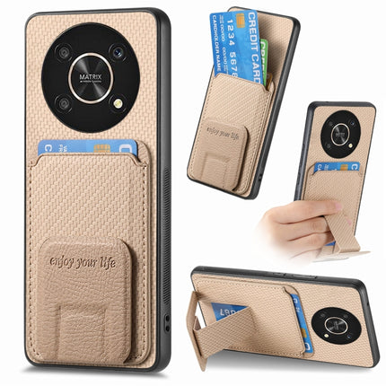 Carbon Fiber Card Bag Fold Stand Phone Case, For Honor 50, For Honor 50 SE, For Honor X50i / 90 Lite, For Honor X30/X9 5G/Magic4 Lite