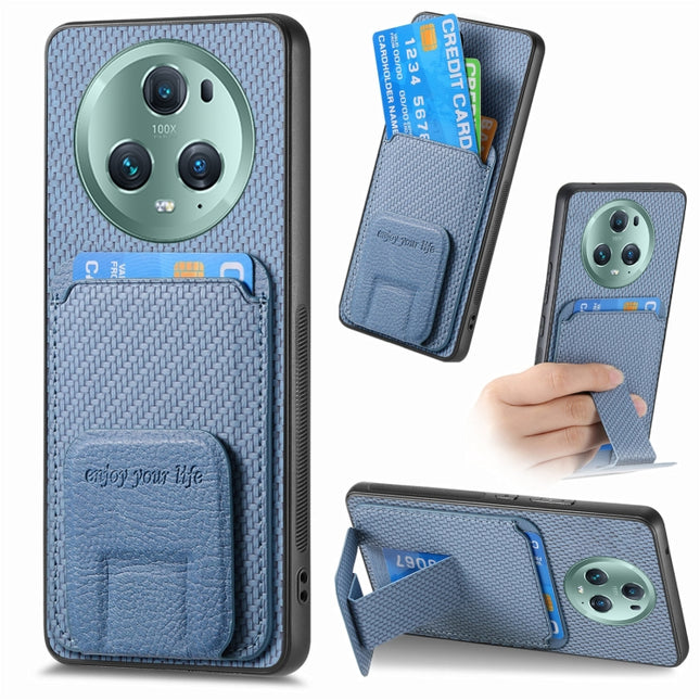 Carbon Fiber Card Bag Fold Stand Phone Case, For Honor Magic5 Pro, For Honor Magic5, For Honor X8A, For Honor X9A