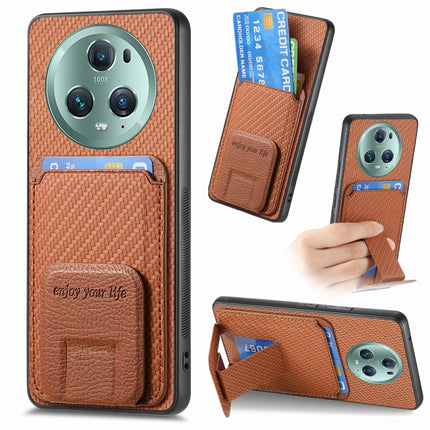 Carbon Fiber Card Bag Fold Stand Phone Case, For Honor Magic5 Pro, For Honor Magic5, For Honor X8A, For Honor X9A