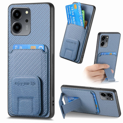 Carbon Fiber Card Bag Fold Stand Phone Case, For Honor X7A, For Honor 80 SE, For Honor 80, For Honor 80 Pro