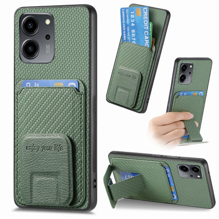 Carbon Fiber Card Bag Fold Stand Phone Case, For Honor X7A, For Honor 80 SE, For Honor 80, For Honor 80 Pro
