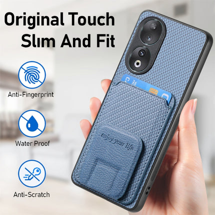Carbon Fiber Card Bag Fold Stand Phone Case, For Honor X7A, For Honor 80 SE, For Honor 80, For Honor 80 Pro