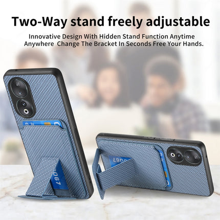 Carbon Fiber Card Bag Fold Stand Phone Case, For Honor X7A, For Honor 80 SE, For Honor 80, For Honor 80 Pro