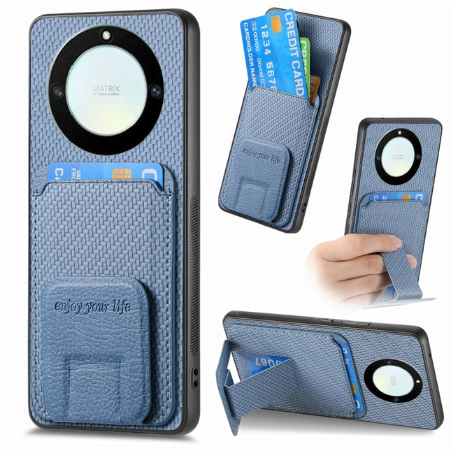 Carbon Fiber Card Bag Fold Stand Phone Case, For Honor X40, For Honor X8 5G, For Honor 70 Pro, For Honor 70