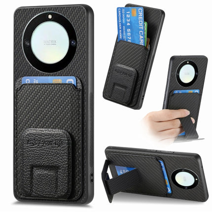 Carbon Fiber Card Bag Fold Stand Phone Case, For Honor X40, For Honor X8 5G, For Honor 70 Pro, For Honor 70