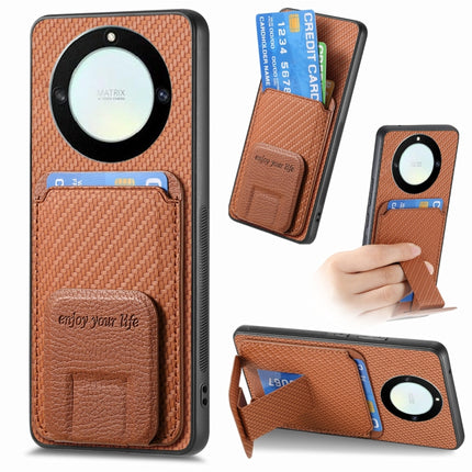 Carbon Fiber Card Bag Fold Stand Phone Case, For Honor X40, For Honor X8 5G, For Honor 70 Pro, For Honor 70