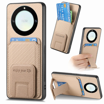 Carbon Fiber Card Bag Fold Stand Phone Case, For Honor X40, For Honor X8 5G, For Honor 70 Pro, For Honor 70