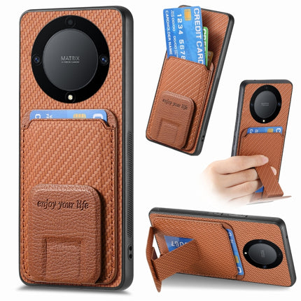 Carbon Fiber Card Bag Fold Stand Phone Case, For Honor Magic5 Pro, For Honor Magic5, For Honor X8A, For Honor X9A