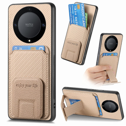 Carbon Fiber Card Bag Fold Stand Phone Case, For Honor Magic5 Pro, For Honor Magic5, For Honor X8A, For Honor X9A