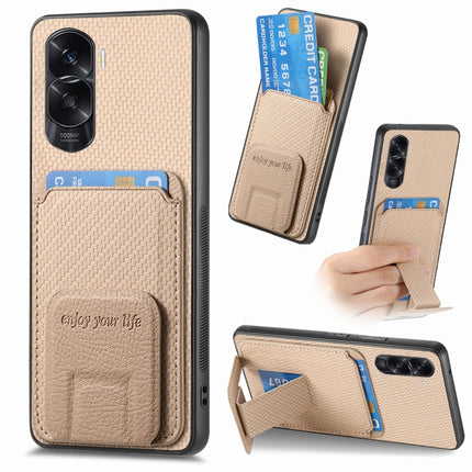 Carbon Fiber Card Bag Fold Stand Phone Case, For Honor 50, For Honor 50 SE, For Honor X50i / 90 Lite, For Honor X30/X9 5G/Magic4 Lite