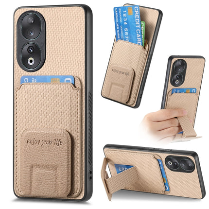 Carbon Fiber Card Bag Fold Stand Phone Case, For Honor X50i+, For Honor X50 5G, For Honor 90 Pro, For Honor 90