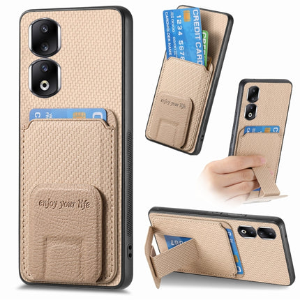 Carbon Fiber Card Bag Fold Stand Phone Case, For Honor X50i+, For Honor X50 5G, For Honor 90 Pro, For Honor 90