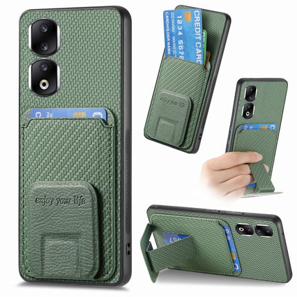 Carbon Fiber Card Bag Fold Stand Phone Case, For Honor X50i+, For Honor X50 5G, For Honor 90 Pro, For Honor 90