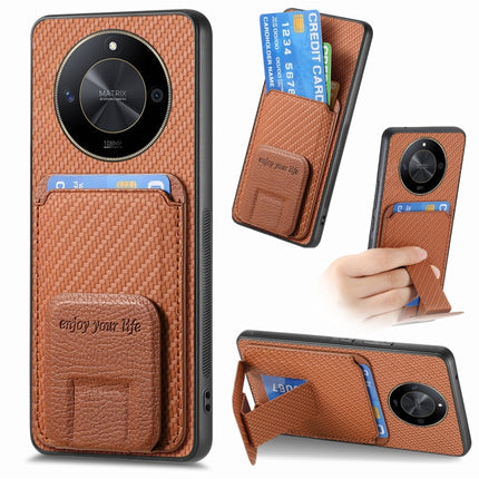 Carbon Fiber Card Bag Fold Stand Phone Case, For Honor X50i+, For Honor X50 5G, For Honor 90 Pro, For Honor 90