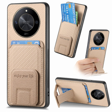 Carbon Fiber Card Bag Fold Stand Phone Case, For Honor X50i+, For Honor X50 5G, For Honor 90 Pro, For Honor 90