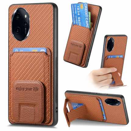 Carbon Fiber Card Bag Fold Stand Phone Case, For Honor Magic7 Pro, For Honor Magic6 Pro, For Honor 100 Pro 5G, For Honor 100 5G