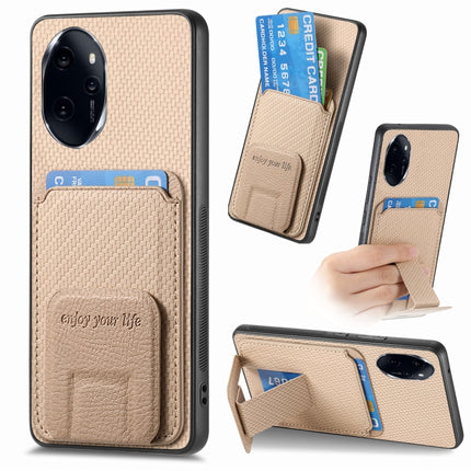 Carbon Fiber Card Bag Fold Stand Phone Case, For Honor Magic7 Pro, For Honor Magic6 Pro, For Honor 100 Pro 5G, For Honor 100 5G