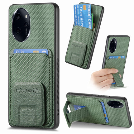 Carbon Fiber Card Bag Fold Stand Phone Case, For Honor Magic7 Pro, For Honor Magic6 Pro, For Honor 100 Pro 5G, For Honor 100 5G