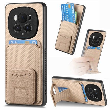 Carbon Fiber Card Bag Fold Stand Phone Case, For Honor Magic7 Pro, For Honor Magic6 Pro, For Honor 100 Pro 5G, For Honor 100 5G