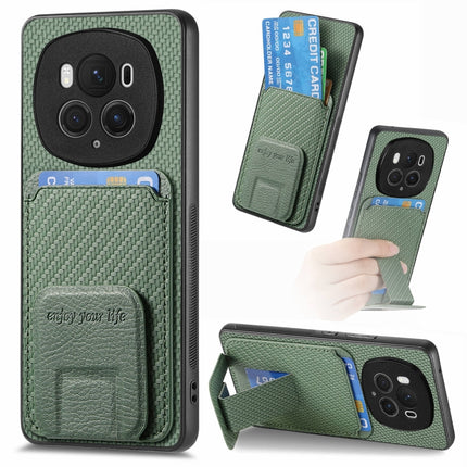Carbon Fiber Card Bag Fold Stand Phone Case, For Honor Magic7 Pro, For Honor Magic6 Pro, For Honor 100 Pro 5G, For Honor 100 5G