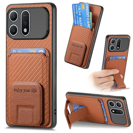 Carbon Fiber Card Bag Fold Stand Phone Case, For Honor X80 Pro Max 5G, For Honor Win Turbo 5G, For Honor 600 Pro Global, For Honor 600 Global