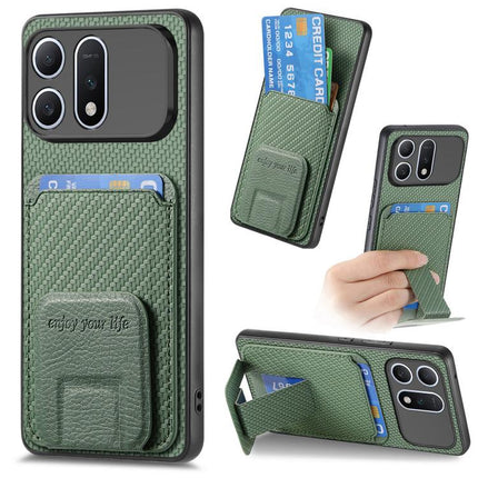 Carbon Fiber Card Bag Fold Stand Phone Case, For Honor X80 Pro Max 5G, For Honor Win Turbo 5G, For Honor 600 Pro Global, For Honor 600 Global