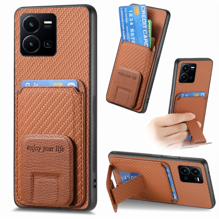 Carbon Fiber Card Bag Fold Stand Phone Case