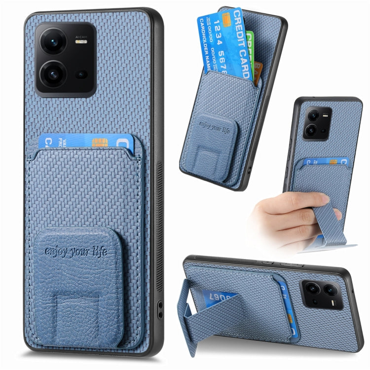 Carbon Fiber Card Bag Fold Stand Phone Case