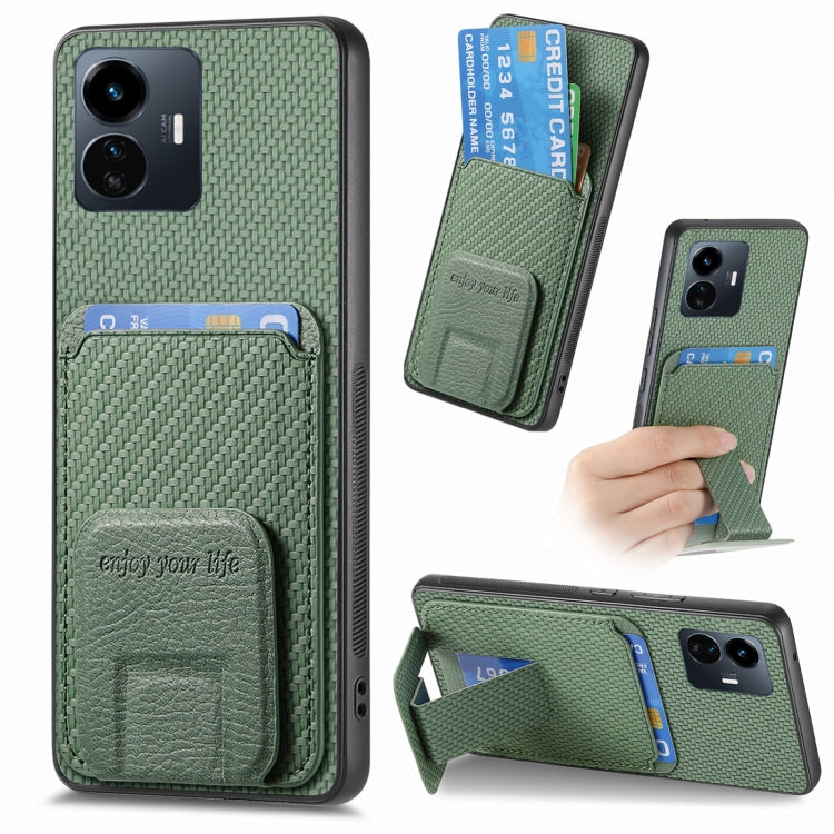 Carbon Fiber Card Bag Fold Stand Phone Case