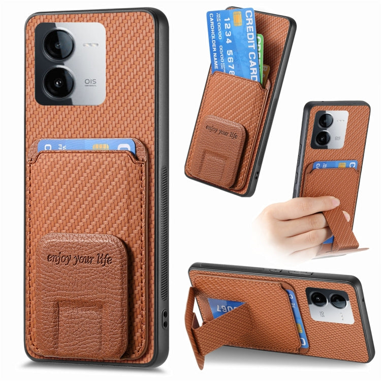 Carbon Fiber Card Bag Fold Stand Phone Case