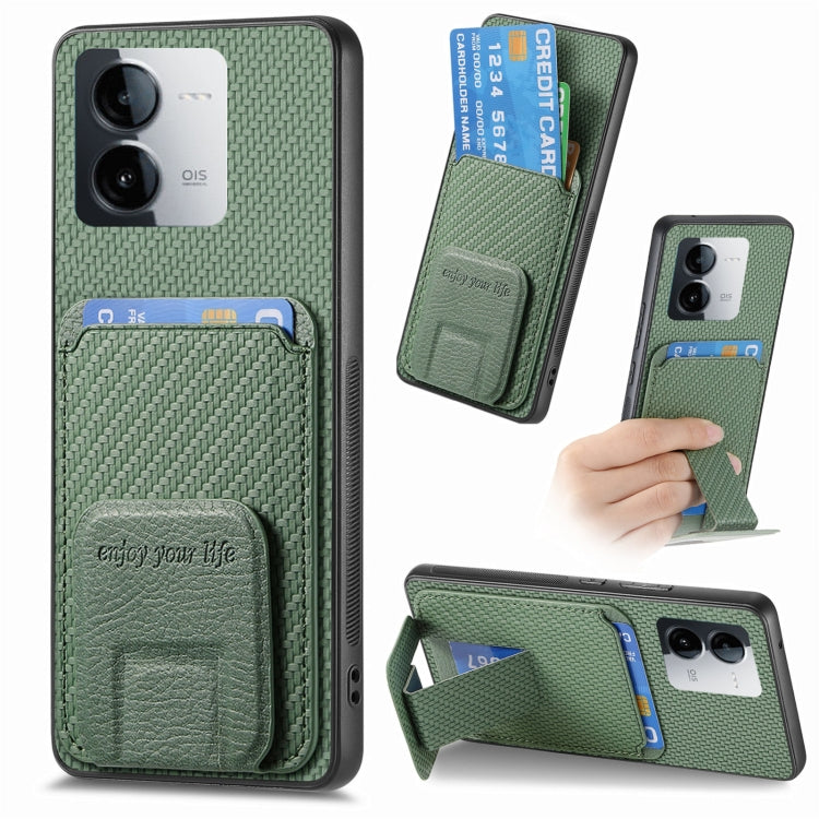 Carbon Fiber Card Bag Fold Stand Phone Case